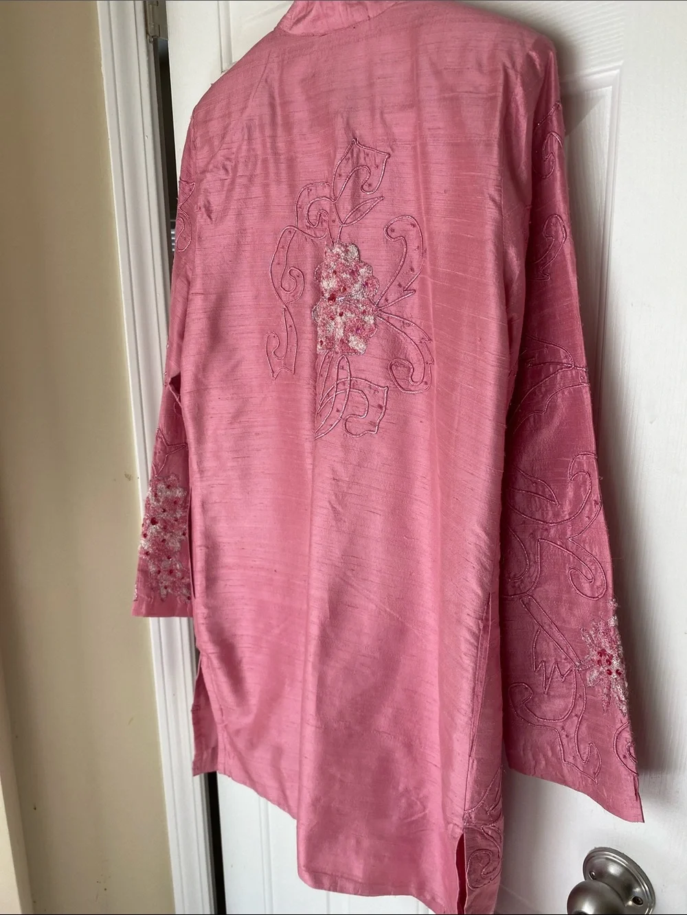 Silk blazer and two chiffon scarves. Embroidered beaded pockets GORGEOUS!